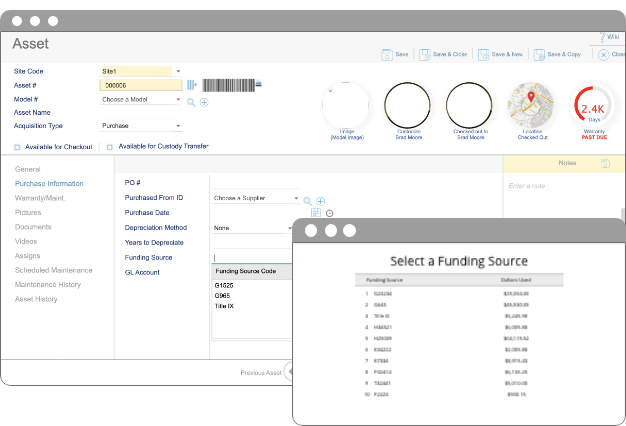 funding source report inventory software asset tracking system