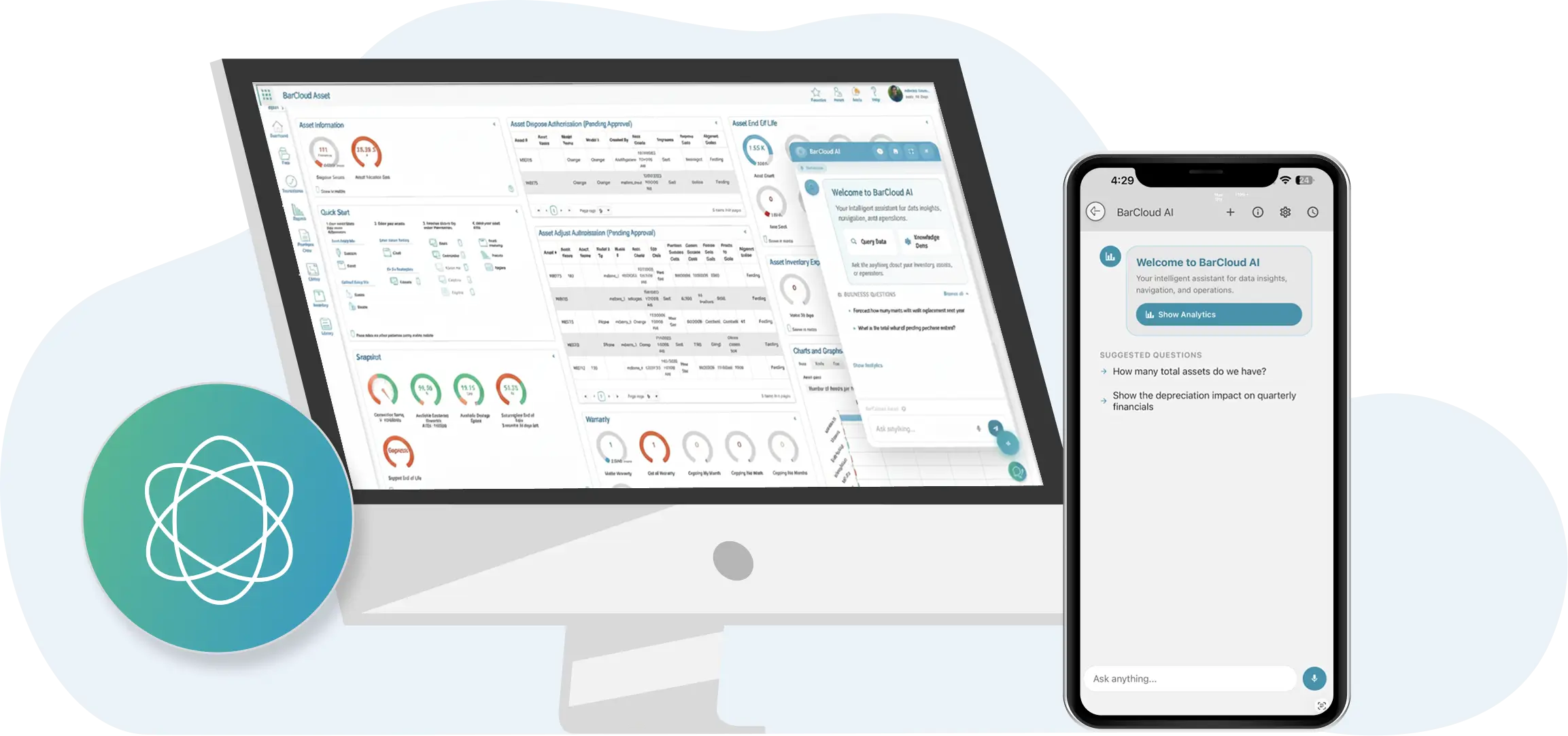 BarCloud AI inventory and asset management assistant available on desktop and mobile devices